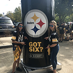 My cousin and I at a Steelers game