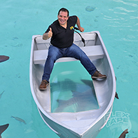 Phil Swift in a boat